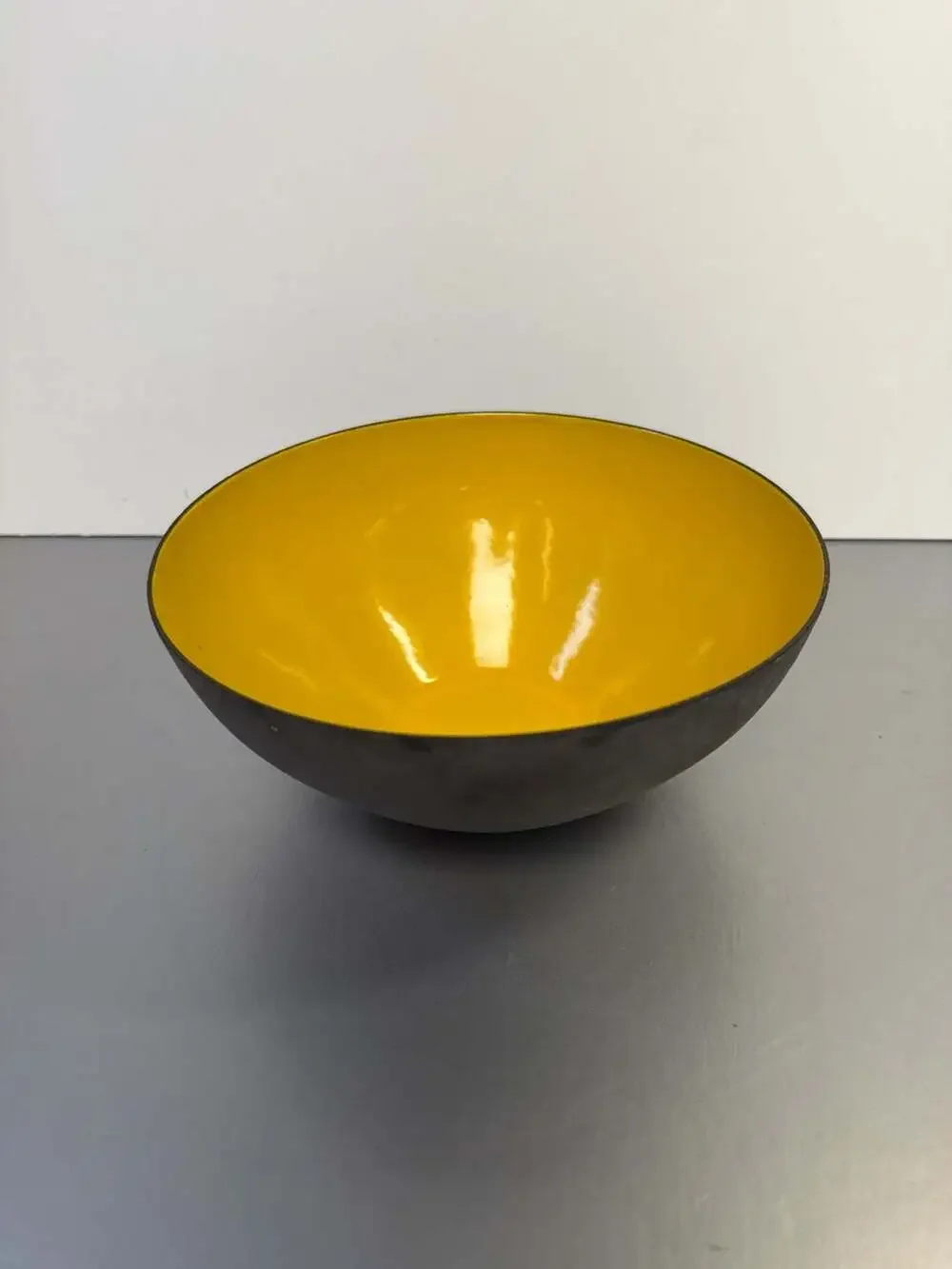 Vintage Herbert‎ Krenchel Krenit Bowl Yellow Enamel 8